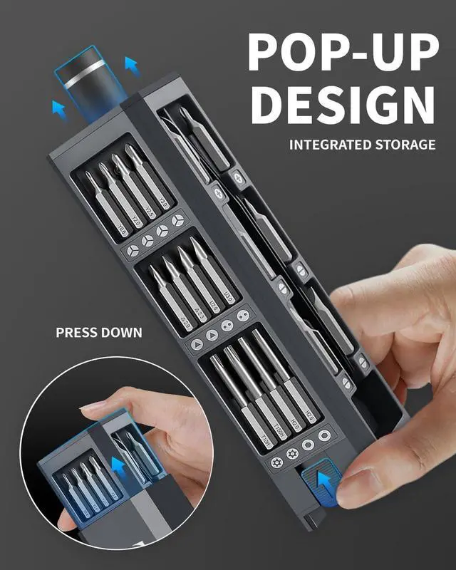 Alt view image 6 of 7 - Electric Screwdriver 4V Precision Screwdriver Set 49-in-1 Cordless Power Screwdriver USB-C Cable Max 3.5 N.m Torque Compact Magnetic Tool for Phone Camera Laptop Electronics Home Repair