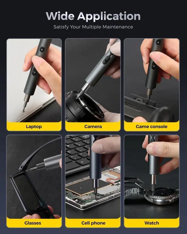 Alt view image 6 of 7 - Mini Electric Screwdriver 62 in 1 Cordless Precision Power Screwdriver Set with 48 Bits LED Lights Magnetic Mat Rechargeable Portable Repair Tool Kit for Phone Watch Camera Laptop PC