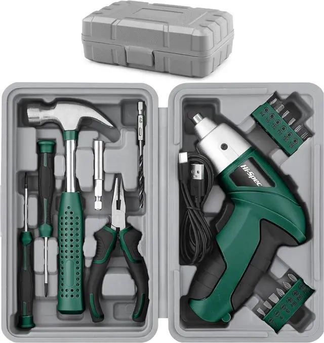 Main image of Electric Screwdriver 19pc 3.6V Green USB Small Power Screwdriver Set. Cordless & Rechargeable with Compact Hand Tool Box Set