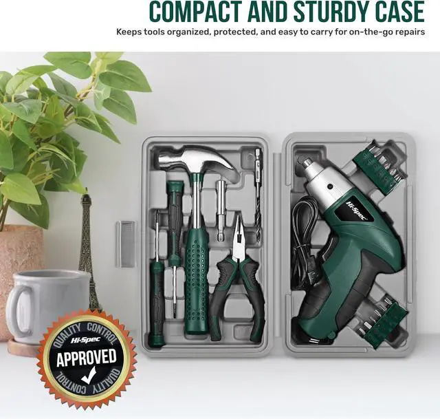 Alt view image 7 of 7 - Electric Screwdriver 19pc 3.6V Green USB Small Power Screwdriver Set. Cordless & Rechargeable with Compact Hand Tool Box Set