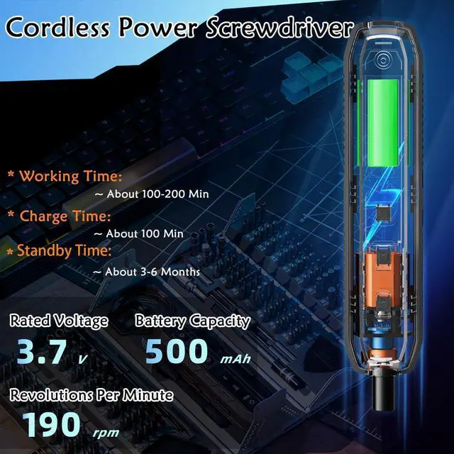 Alt view image 3 of 6 - Electric Screwdriver Set 180 In 1 Electric Precision Screwdriver Set with 160 Magnetic Bits Magnetic Storage Power Screwdriver Repair Tool Kit for Computer Phone Laptop & Electronics Repair