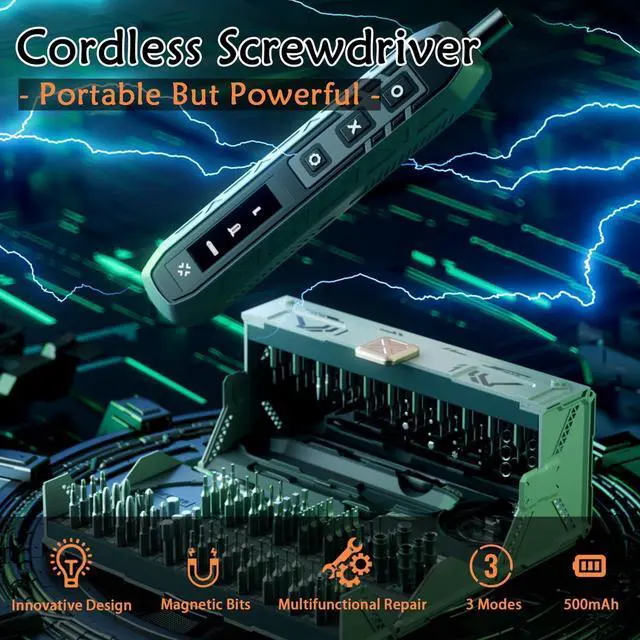 Alt view image 4 of 6 - Electric Screwdriver Set 180 In 1 Electric Precision Screwdriver Set with 160 Magnetic Bits Magnetic Storage Power Screwdriver Repair Tool Kit for Computer Phone Laptop & Electronics Repair