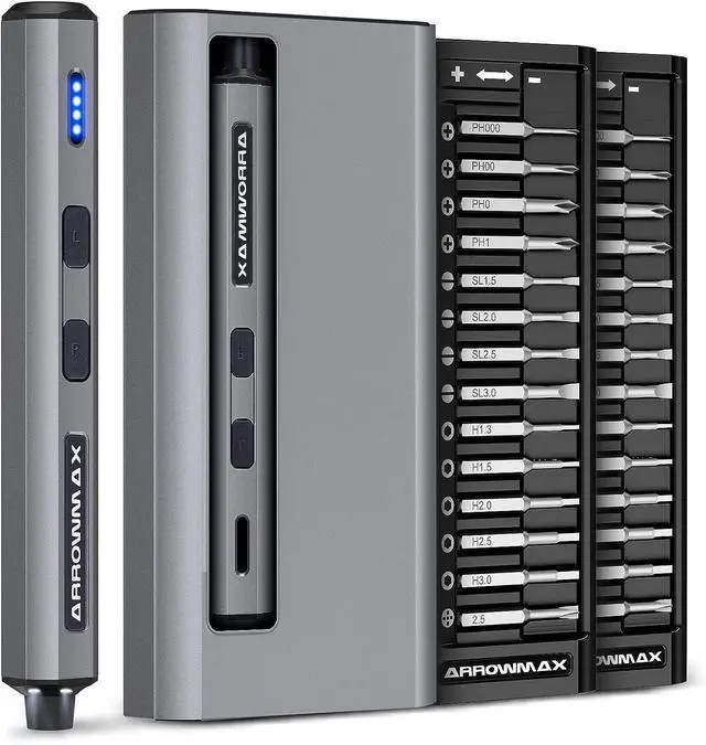 Main image of Mini Electric Screwdriver Precision Screwdriver Set w/ 28 Magnetic Bits Red Dot IF Winning Design Rechargeable Cordless Screwdriver for Phone Laptop Watch RC(SES MINI) Grey