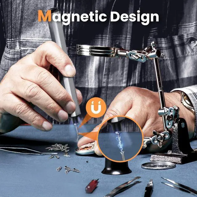 Alt view image 3 of 7 - Mini Electric Screwdriver Precision Screwdriver Set w/ 28 Magnetic Bits Red Dot IF Winning Design Rechargeable Cordless Screwdriver for Phone Laptop Watch RC(SES MINI) Grey