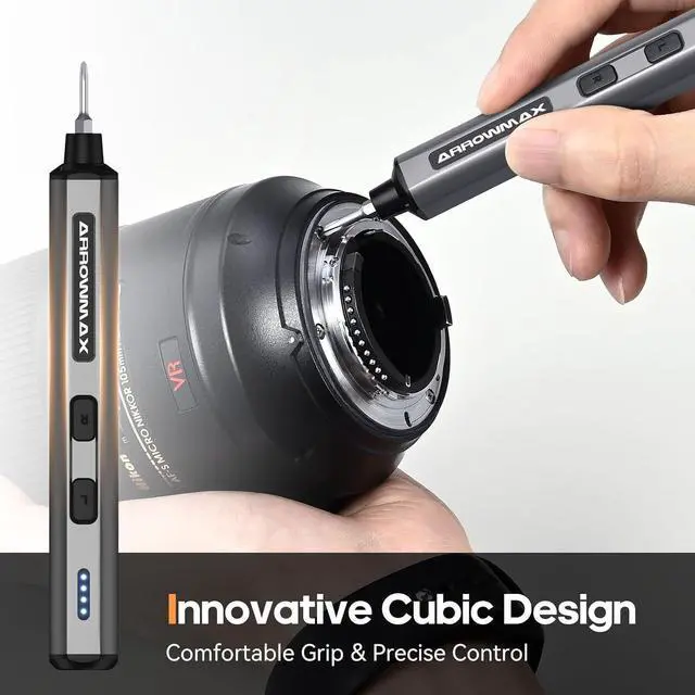 Alt view image 7 of 7 - Mini Electric Screwdriver Precision Screwdriver Set w/ 28 Magnetic Bits Red Dot IF Winning Design Rechargeable Cordless Screwdriver for Phone Laptop Watch RC(SES MINI) Grey