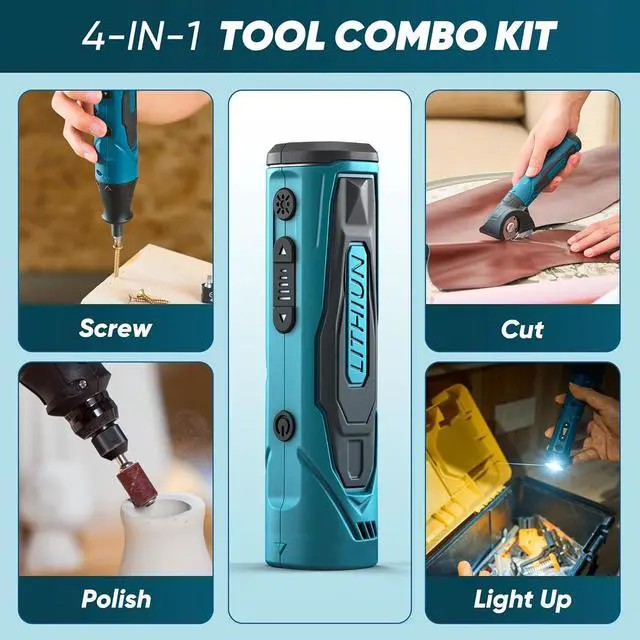 Alt view image 2 of 7 - Versatile 65-in-1 Mini Electric Screwdriver Set Tool Set with Detachable Tool Head for Cardboard Cutter & Rotary Tool 2.5N.M 230RPM Entry-level Kit for DIY Craft House Repair