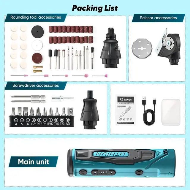 Alt view image 7 of 7 - Versatile 65-in-1 Mini Electric Screwdriver Set Tool Set with Detachable Tool Head for Cardboard Cutter & Rotary Tool 2.5N.M 230RPM Entry-level Kit for DIY Craft House Repair