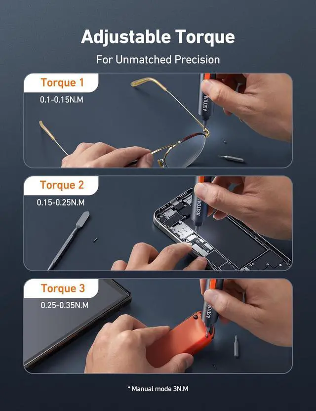 Alt view image 3 of 7 - ES60 3.7V Mini Electric Screwdriver 63-in-1 Electric Screwdriver Cordless Set with 60 Magnetic Bits Rotatable Magnetic Storage Repair Tool Kit for Phone Camera Laptop Watch