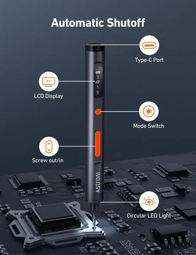 Alt view image 7 of 7 - ES60 3.7V Mini Electric Screwdriver 63-in-1 Electric Screwdriver Cordless Set with 60 Magnetic Bits Rotatable Magnetic Storage Repair Tool Kit for Phone Camera Laptop Watch