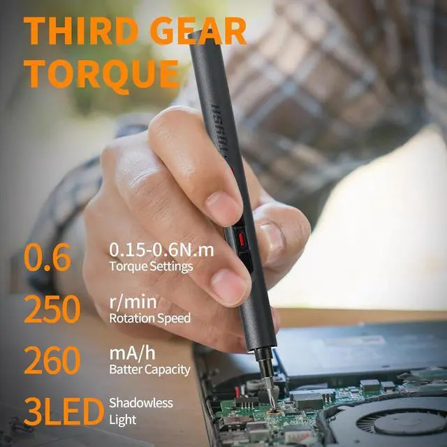 Alt view image 3 of 6 - Mini Electric Screwdriver Set Precision Electric Screwdriver With 28-in-1 Magnetic Bits 3 Gears Torque 3LED lightOverload Protection high torqueRepair Tool Set for Phone Camera Laptop