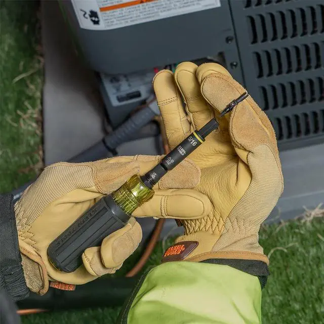 Alt view image 5 of 7 - Klein Tools 32527HD KNECT 11-in-1 HVAC Multi-Bit Screwdriver/Nut Driver Impact Rated with Phillips Slotted Square and Schrader Bits
