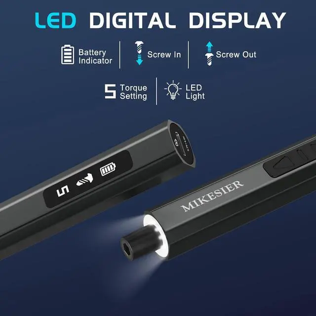 Alt view image 2 of 7 - 3.7V Mini Electric Screwdriver Cordless Screwdriver Rechargeable with LED Digital Display 5 Level Torque 64 Magnetic Bits Magnetic Storage Portable Repair Tool Kit for Electronics Laptop