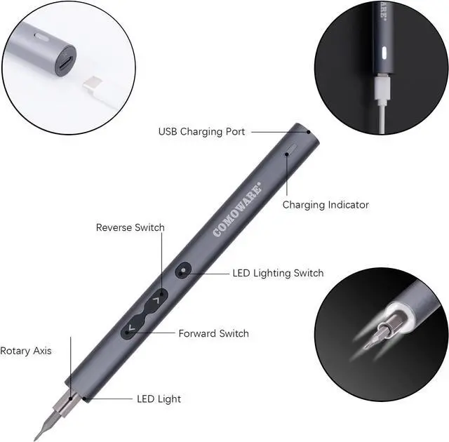 Alt view image 3 of 7 - Mini Electric Screwdriver-50 in 1 Precision Small Electric Screwdriver Set for PC Building with LED Light & 48 bits Magnetizer Magnetic Mat Handy Repair Tool for Phone Watch Camera
