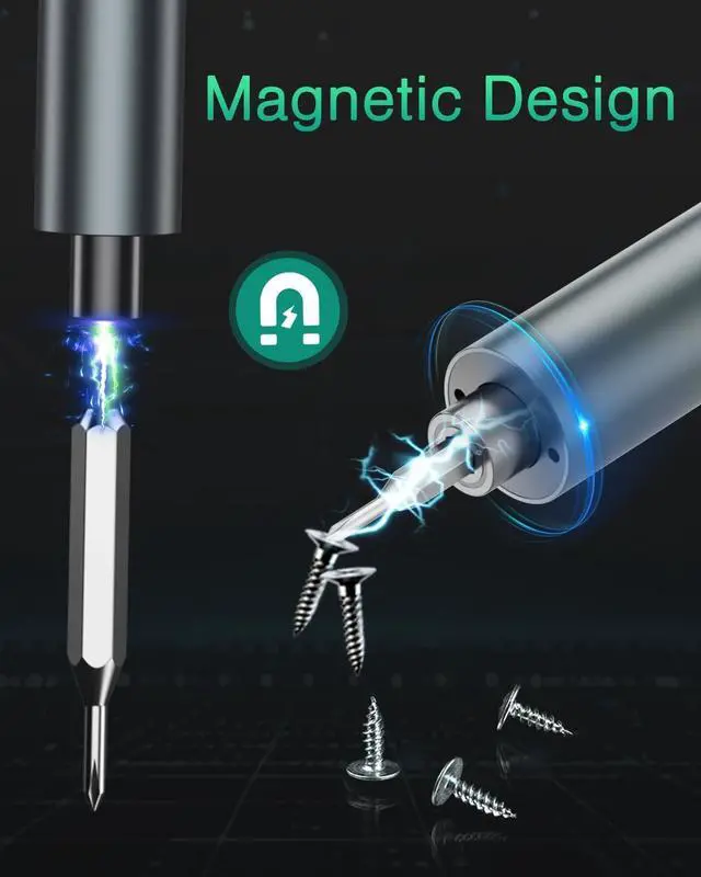 Alt view image 3 of 7 - 49-in-1 Mini Electric Screwdriver 3.6V Precision Screwdriver Set with 47 Magnetic Bits LED Lights Rechargeable Repair Tool Kit for Phone PC Laptop Watch DIY