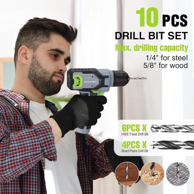 Alt view image 6 of 7 - Power Drill Set with Stackable Tool Box 8V Cordless Drill Driver and Bit Set 2.0Ah Electric Cordless Screwdriver Kit with 3/8 Keyless Chuck For Home Repair DIY