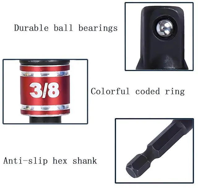 Alt view image 5 of 7 - Impact Grade Driver Sockets Adapter Extension Set Drill Bit 3Pcs 1/4 3/8 1/2 Universal Socket Adapter Set and Right Angle Drill 105 Degree Right Angle Screwdriver Set Drill Hex Bit Socket Adapter