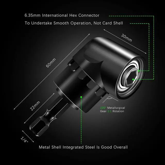 Alt view image 2 of 7 - Impact Grade Driver Sockets Adapter Extension Set Drill Bit 3Pcs 1/4 3/8 1/2 Universal Socket Adapter Set and Right Angle Drill 105 Degree Right Angle Screwdriver Set Drill Hex Bit Socket Adapter