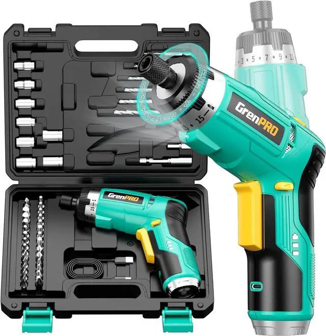 Main image of Electric Screwdriver Set Rechargeable 3.6V Cordless Screwdriver Kit with 44pcs Accessories 15+1 Torque Settings 2-Position Handle with LED Light 5Nm for Home DIY Crafts Projects