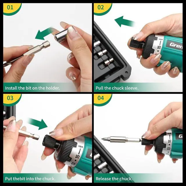 Alt view image 7 of 7 - Electric Screwdriver Set Rechargeable 3.6V Cordless Screwdriver Kit with 44pcs Accessories 15+1 Torque Settings 2-Position Handle with LED Light 5Nm for Home DIY Crafts Projects