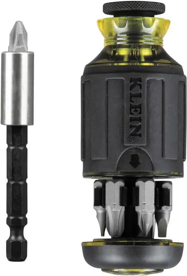 Main image of Klein Tools 32308 Multi-bit Stubby Screwdriver Impact Rated 8-in-1 Adjustable Magnetic Tool with Phillips Slotted Square and Nut Driver
