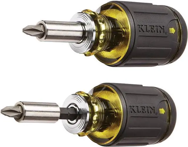 Alt view image 7 of 7 - Klein Tools 32308 Multi-bit Stubby Screwdriver Impact Rated 8-in-1 Adjustable Magnetic Tool with Phillips Slotted Square and Nut Driver