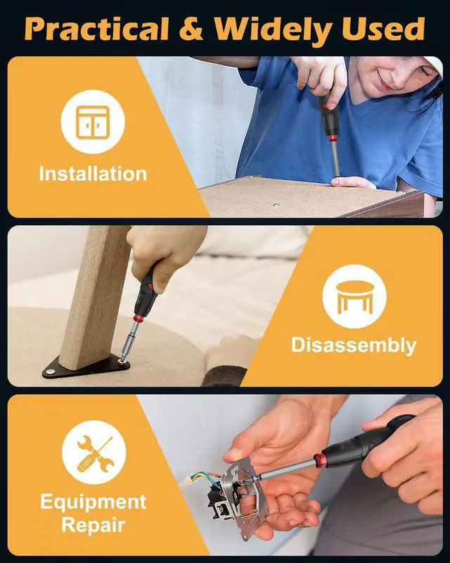 Alt view image 7 of 7 - 3.6V Cordless Screwdriver Set Electric Screwdriver Rechargeable Power Screwdriver Electric Ball Grip Screwdriver 3N.m/10N.m MAX 280 RPM Type-C Charging LED Light for Electronics DIY