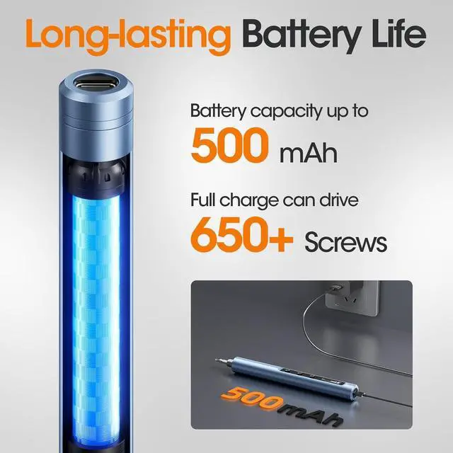 Alt view image 3 of 7 - Mini Electric Screwdriver Cordless Set 3.7V 42-in 1 Magnetic Bits Screwdriver Set with 5 Torque Settings Demagnetizer/Magnetizer LCD Display LED Lights Repair Tool Kit For Laptop/Phone/Camera/Toys