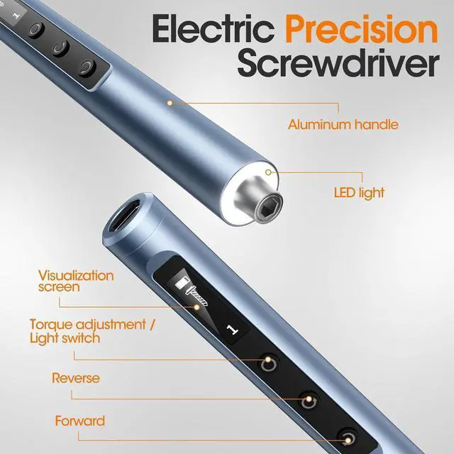 Alt view image 5 of 7 - Mini Electric Screwdriver Cordless Set 3.7V 42-in 1 Magnetic Bits Screwdriver Set with 5 Torque Settings Demagnetizer/Magnetizer LCD Display LED Lights Repair Tool Kit For Laptop/Phone/Camera/Toys