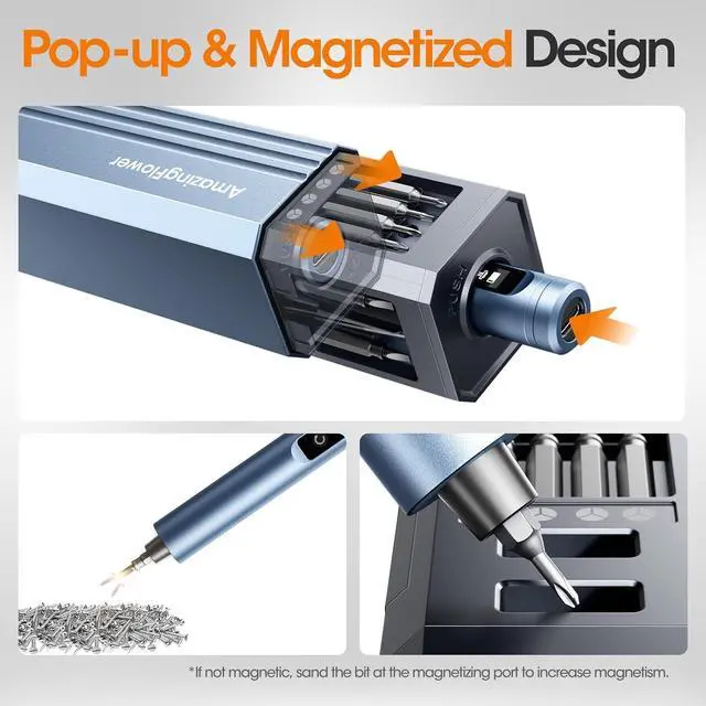 Alt view image 6 of 7 - Mini Electric Screwdriver Cordless Set 3.7V 42-in 1 Magnetic Bits Screwdriver Set with 5 Torque Settings Demagnetizer/Magnetizer LCD Display LED Lights Repair Tool Kit For Laptop/Phone/Camera/Toys