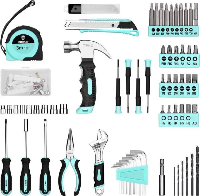 Alt view image 3 of 6 - 8V Cordless Drill Set: 126 Piece Tool Kit with Drill Home Tool Set for Women Turquoise