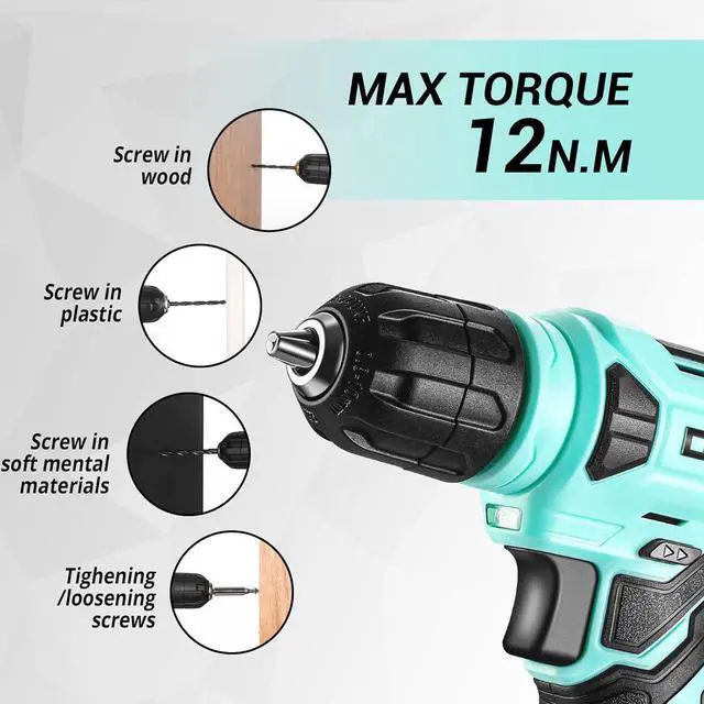 Alt view image 5 of 6 - 8V Cordless Drill Set: 126 Piece Tool Kit with Drill Home Tool Set for Women Turquoise