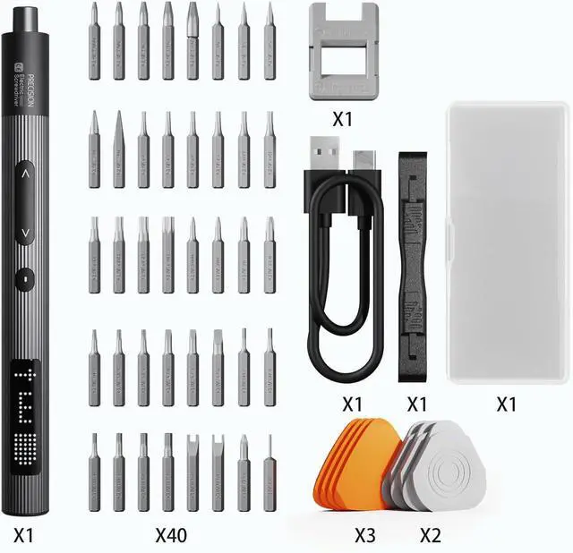 Alt view image 6 of 7 - Mini Electric Screwdriver Set Rechargeable with USB-C 50-in-1 Precision Repair Kit with Magnetic Bits for Electronics Phones Cameras Laptops & Watches (Black)