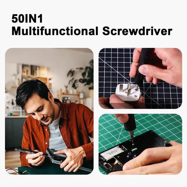 Alt view image 7 of 7 - Mini Electric Screwdriver Set Rechargeable with USB-C 50-in-1 Precision Repair Kit with Magnetic Bits for Electronics Phones Cameras Laptops & Watches (Black)