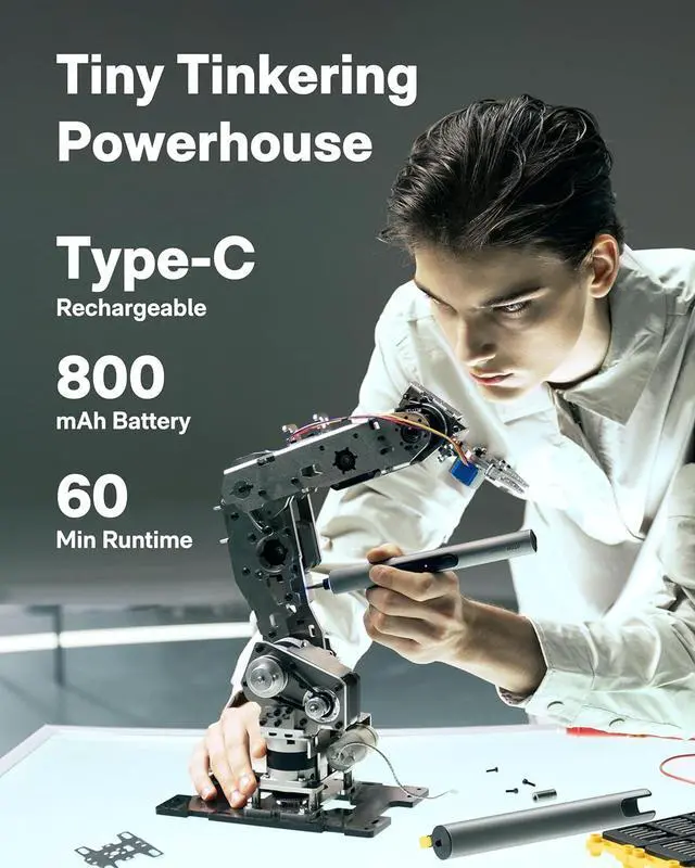 Alt view image 2 of 7 - SNAPBLOQ? S-A01 3.7V Mini Electric Screwdriver with 56 Bits & 3 Torque Settings Precision Mini Screwdriver 250RPM Brighter LED Light Repair Tool Kit for Electronics Phone Laptop DIY