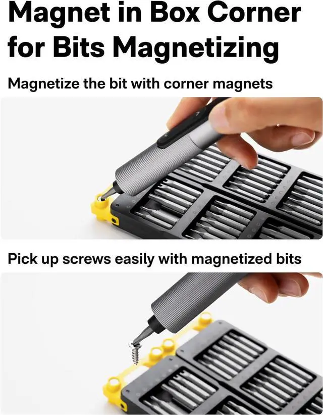 Alt view image 4 of 7 - SNAPBLOQ? S-A01 3.7V Mini Electric Screwdriver with 56 Bits & 3 Torque Settings Precision Mini Screwdriver 250RPM Brighter LED Light Repair Tool Kit for Electronics Phone Laptop DIY