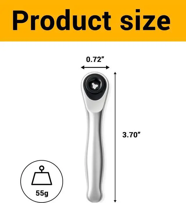 Alt view image 2 of 5 - Bent Handle Mini Ratchet Wrench - 72-Tooth Blind Hole Socket Tool for Hex Bits & Screwdriver Bits 40Cr Steel >72N.M Torque