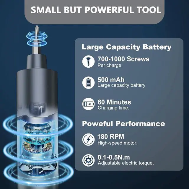 Alt view image 2 of 7 - Mini Electric Screwdriver Set 49-in-1 Electric Precision Screwdriver Cordless 5 Torque Settings LED Lights Pry Bar Tweezer Repair Tool Kit for Computer PC Phone Camera Watch