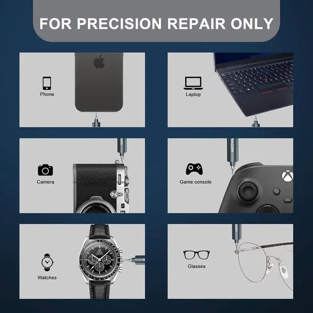 Alt view image 7 of 7 - Mini Electric Screwdriver Set 49-in-1 Electric Precision Screwdriver Cordless 5 Torque Settings LED Lights Pry Bar Tweezer Repair Tool Kit for Computer PC Phone Camera Watch