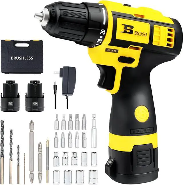 Main image of BOSI TOOLS Brushless Cordless Drill Set 16.8V Power Drill Driver Kit with 2 2000mAh Batteries and Charger 3/8-Inch Keyless Chuck 2 Speed 20+1 Position Torque Setting 27pcs Drill Screwdriver Bits