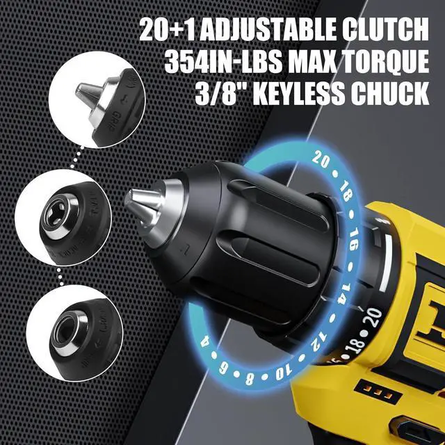 Alt view image 4 of 7 - BOSI TOOLS Brushless Cordless Drill Set 16.8V Power Drill Driver Kit with 2 2000mAh Batteries and Charger 3/8-Inch Keyless Chuck 2 Speed 20+1 Position Torque Setting 27pcs Drill Screwdriver Bits