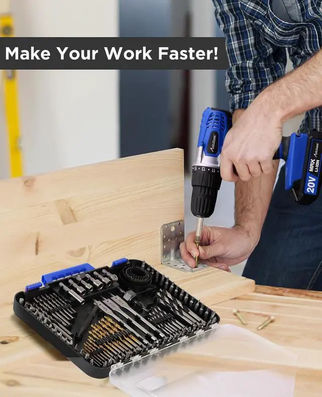Alt view image 6 of 7 - Drill Bit Set Titanium Twist Brad Point Driver Bits Drill and Screwdriver Bits Combo Kit with Case for Metal Wood Concrete and Masonry 100 Pieces-Blue
