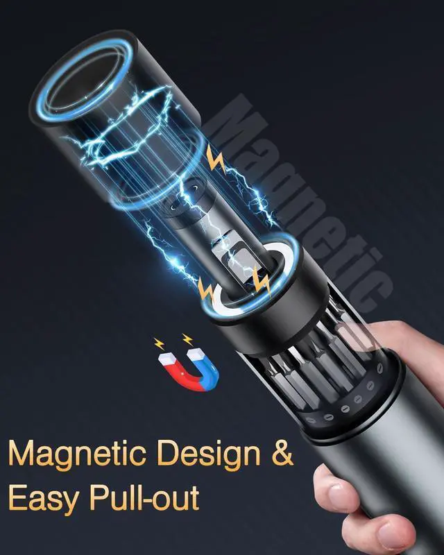 Alt view image 4 of 7 - Electric Screwdriver Set 62-in-1 Mini Electric Screwdriver 3.7V Rechargeable Power Screwdriver Kit with 60 Magnetic Precision Bits OLED Display for PC Phones Electronics DIY