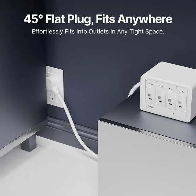 Alt view image 7 of 7 - 12-in-1 Desktop Charging Station with 3 Retractable Type-C Chargers and 1 Lightning Charger 40W USB-C Power Strip with 31.5in Cable Extension Cord with 1020J Surge Protection for Home Office