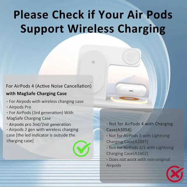 Alt view image 2 of 7 - 3 in 1 Foldable Charging Station for  Products Wireless Charger for iPhone 17 16 15 14 13 12 Pro Max Travel Dock Adapter&Light for iWatch Series 11 10 9 Ultra 3/2 SE 3/2 for AirPods 4 3 2 Pro 3/2