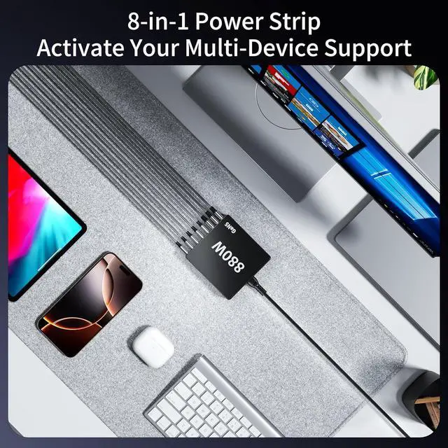 Alt view image 2 of 7 - 880W USB C Charger Block Charging Station 8 Port Fast Chager 140W PD PPS HUB Laptop MacBook Charger Compatible with All iPhone 17 Pro Max/17 Air/16 SE/ Galaxy 25/ MacBook Pro/Air/iPad Pro