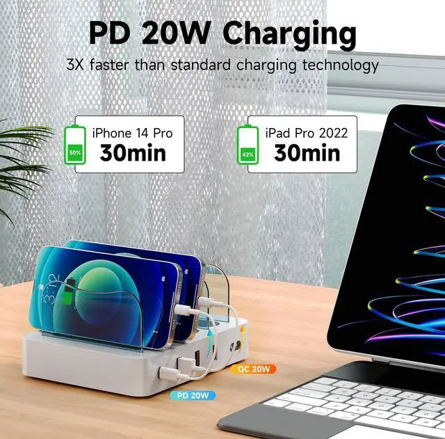 Alt view image 3 of 7 - USB Charging Station - Charging Dock - 4-Port - Fast Charging Station for Multiple Devices - Docking Station - Smart Charging Station Dock - Multi Charging Station for Cell Phones and Tablets