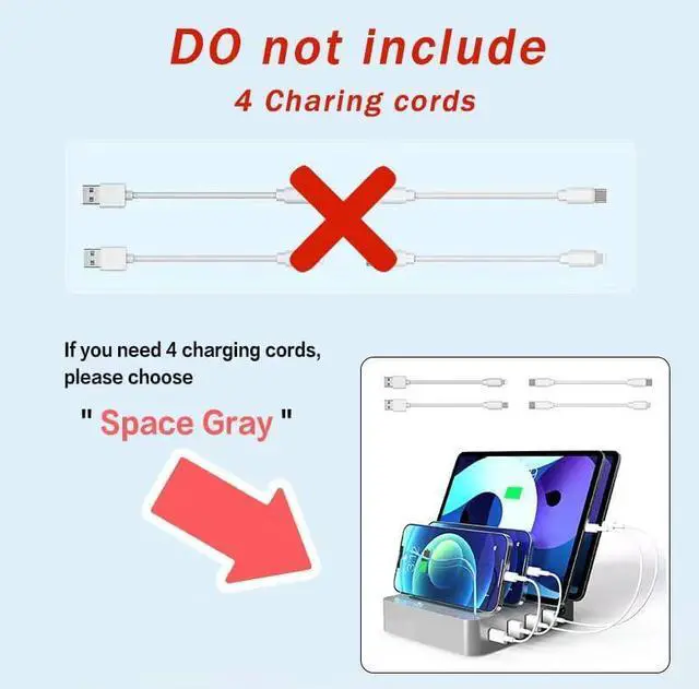 Alt view image 5 of 7 - USB Charging Station - Charging Dock - 4-Port - Fast Charging Station for Multiple Devices - Docking Station - Smart Charging Station Dock - Multi Charging Station for Cell Phones and Tablets
