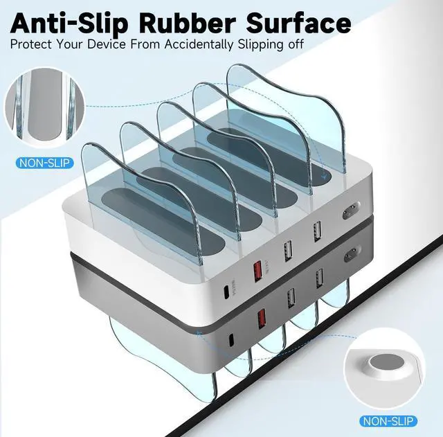 Alt view image 4 of 7 - USB Charging Station - Charging Dock - 4-Port - Fast Charging Station for Multiple Devices - Docking Station - Smart Charging Station Dock - Multi Charging Station for Cell Phones and Tablets