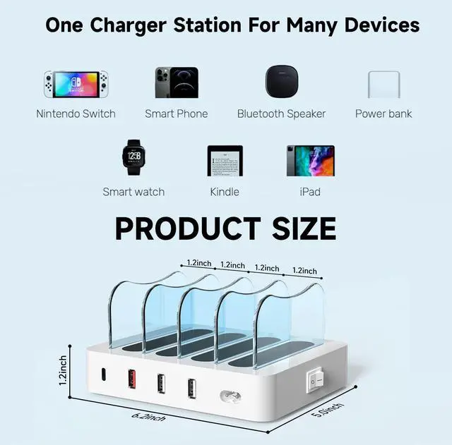 Alt view image 6 of 7 - USB Charging Station - Charging Dock - 4-Port - Fast Charging Station for Multiple Devices - Docking Station - Smart Charging Station Dock - Multi Charging Station for Cell Phones and Tablets