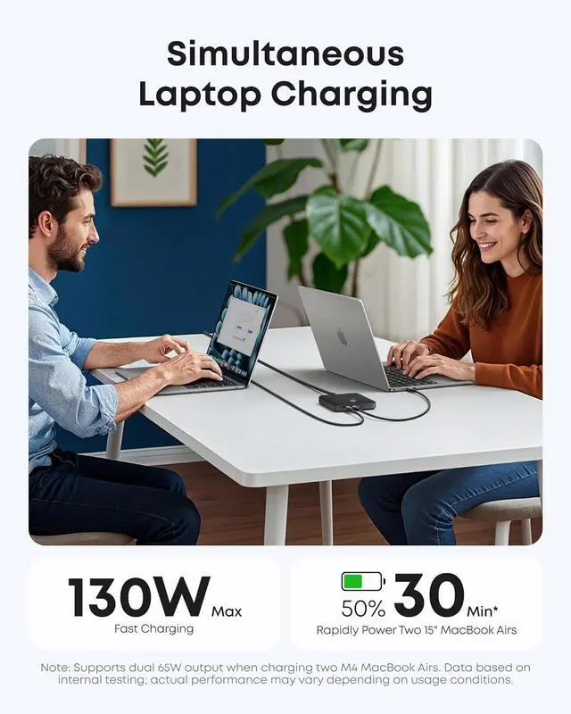 Alt view image 4 of 7 - Nano Charging Station 130W Fast Charging 6-Port Slim USB C Charger with 4 USB C 2 USB A Ports Compact for iPhone 16 iPad MacBook Pixel Galaxy Home Office and Travel (Non-Battery)